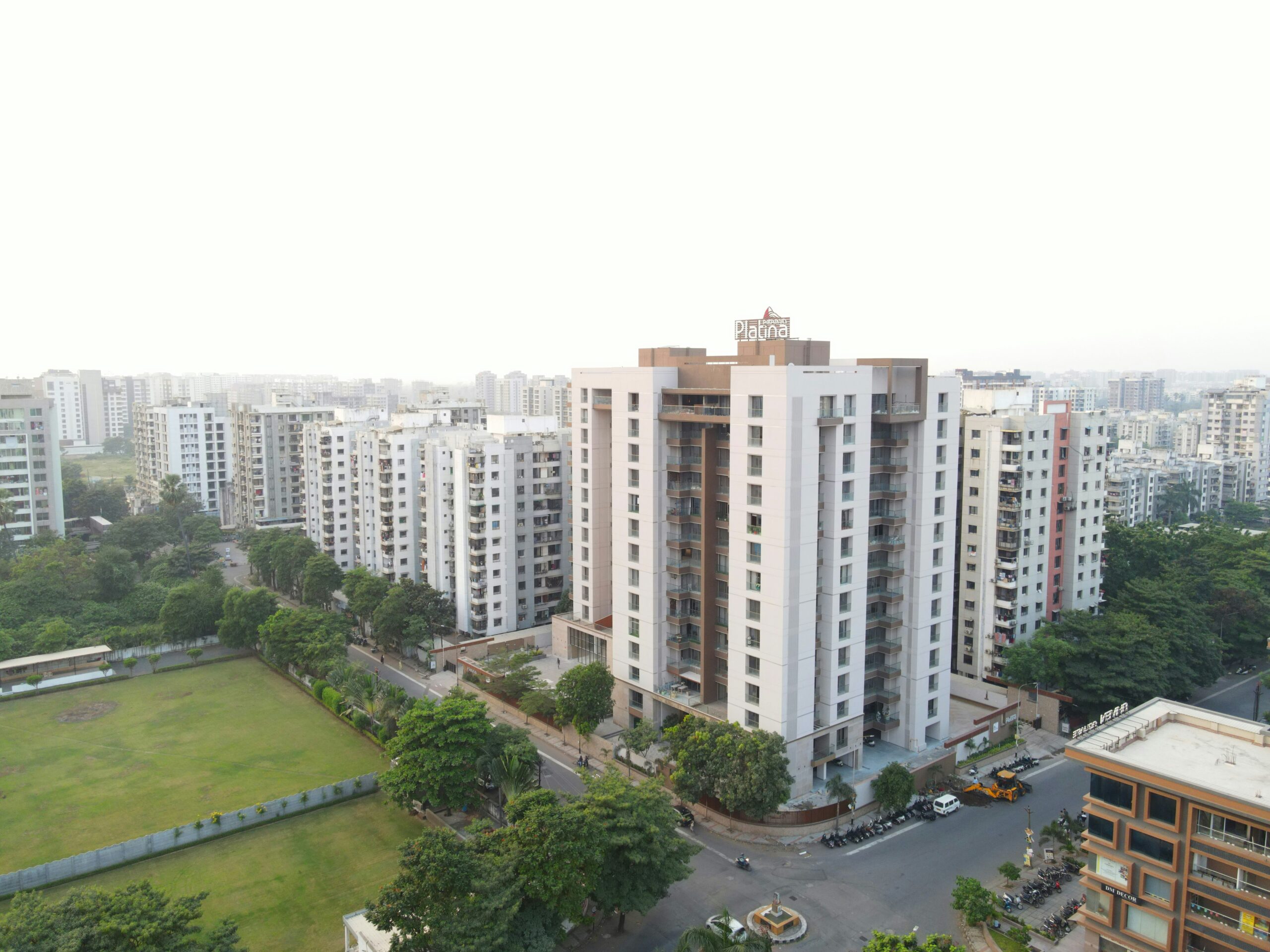 Aerial view of residential apartment buildings in India — NRI property purchase using NRO account funds